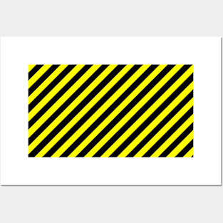 Abstract Black and Yellow striped background Posters and Art